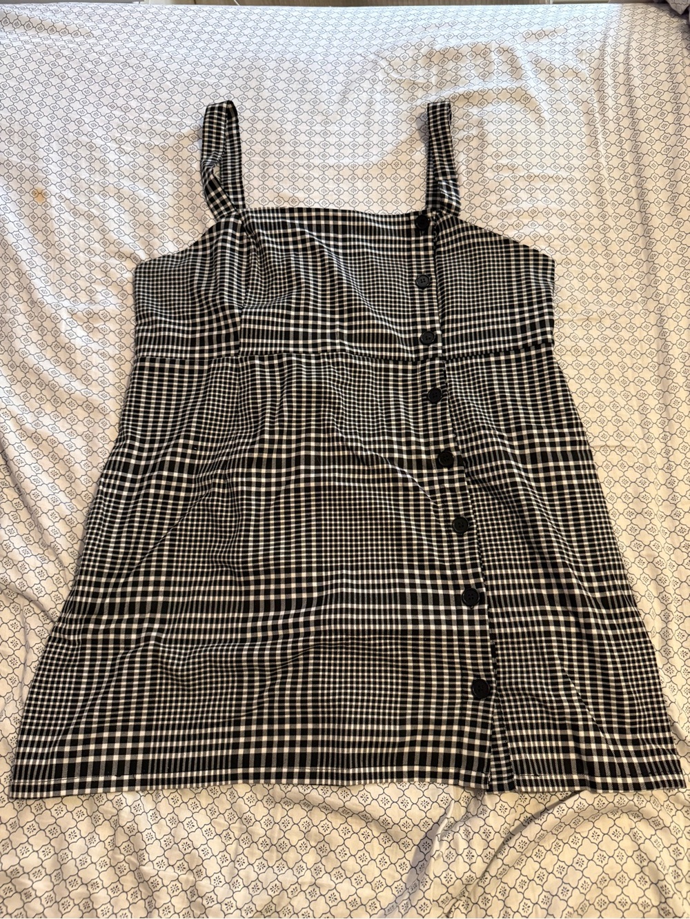 Black & White Gingham Button-Front Dress